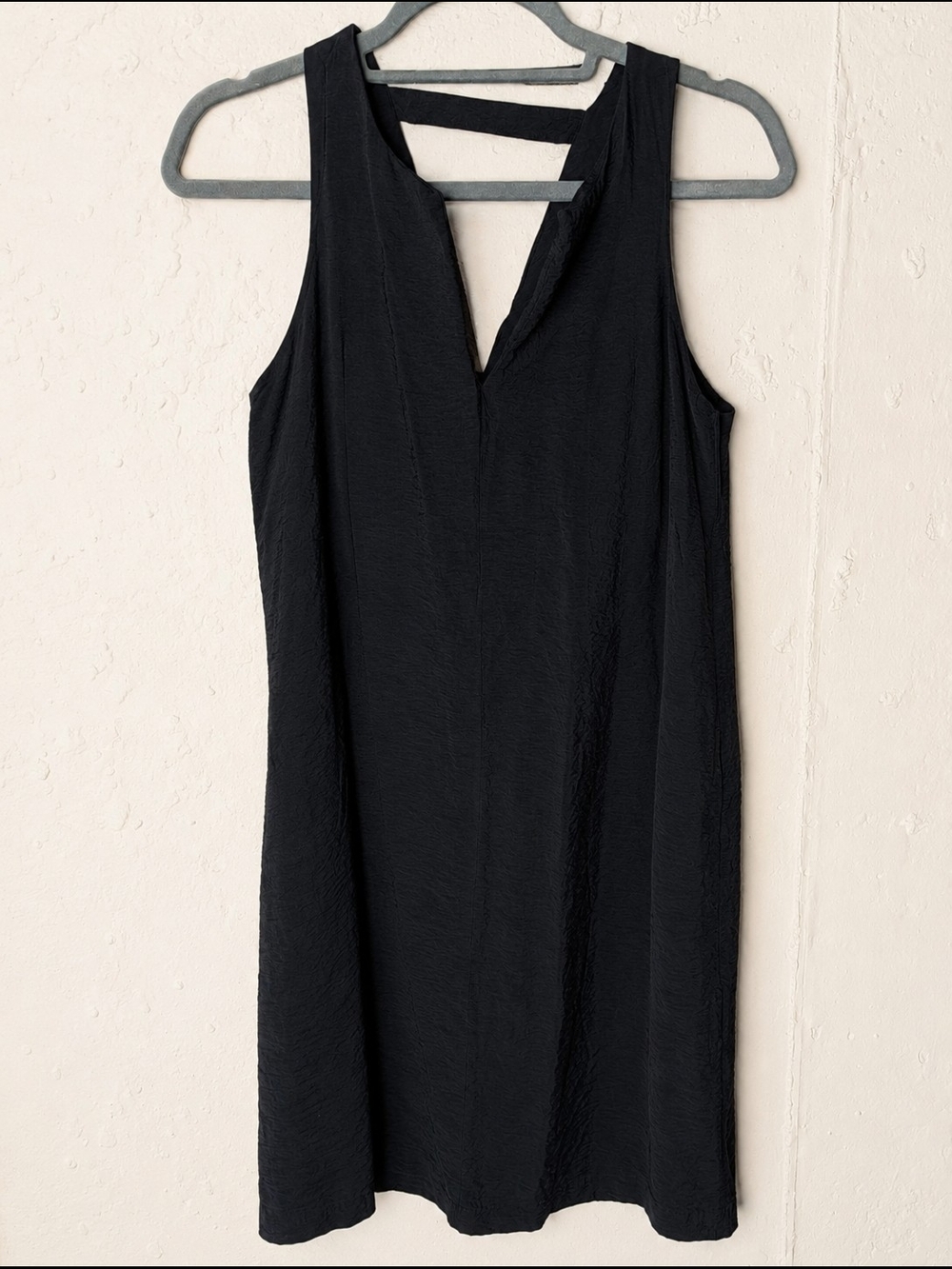 Banana Republic Textured Shift Dress Black Minimalist Capsule Wardrobe